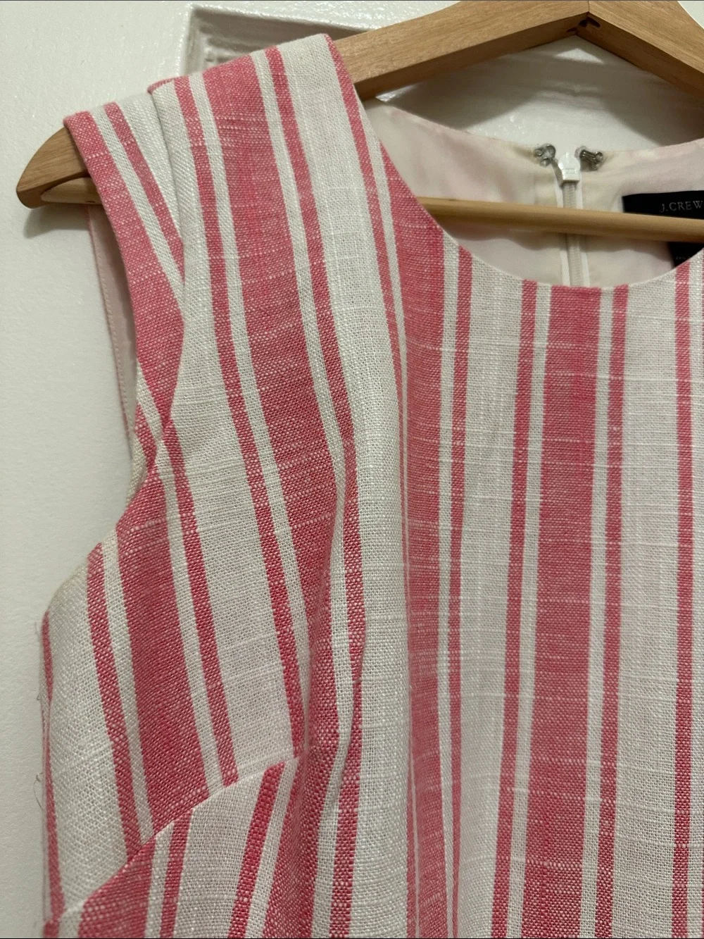 J. Crew Pink & White Striped Sleeveless Tie-Waist Dress
